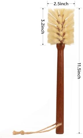 SAMEBUTECO 2-Pack Wood Cup Brush, 11.3 Inch Sisal Bristle, Flat Head, Rope - Image 2