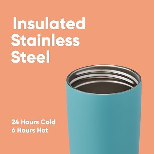 Owala SmoothSip Slider Insulated Stainless Steel Coffee Tumbler,Reusable Iced Coffee Cup,Hot-Coffee Travel Mug,BPA Free 20 oz,Grey/Blue (Beachy Breeze),(Pack of 8) - Image 4