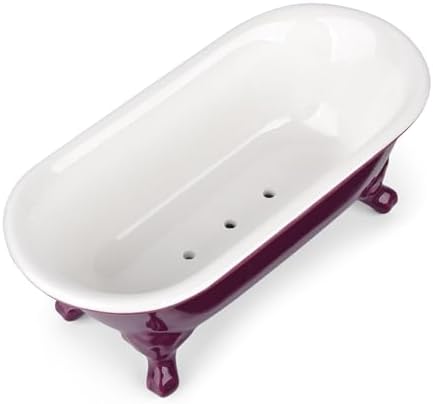 6.5" Mini Clawfoot Bathtub Soap Dish,Bar Soap Holder,Burgundy - Image 6