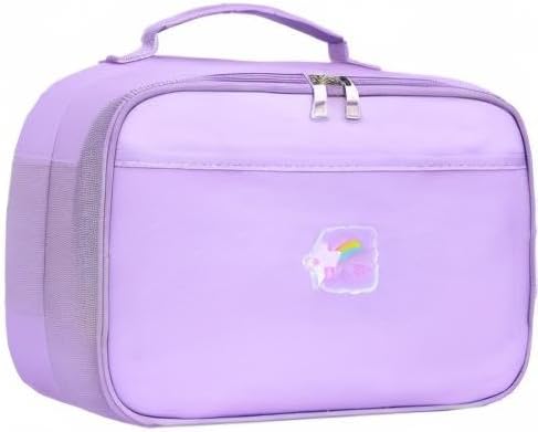 Lunch Box Kids, 11" L x 7" W x 3.5" H, Waterproof Reusable Insulated Lunch Bag for Girls, Cooler Bento Boxes Containers & Snacks for Elementary School Travel (Solid Purple)