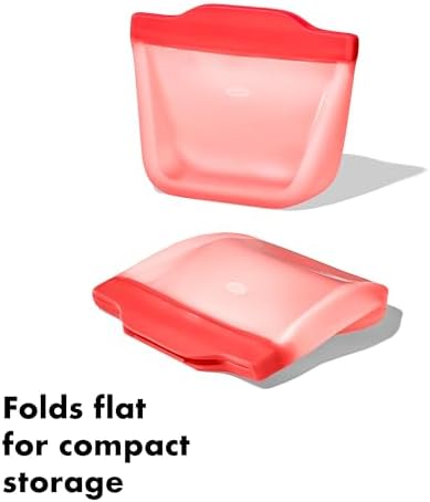 OXO Good Grips Silicone Reusable Bag - Stand-Up Snack (12 oz), Watermelon - Image 7