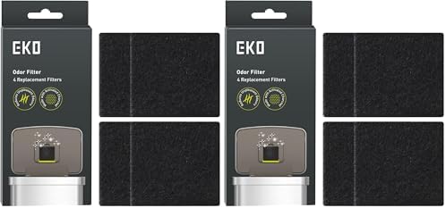 EKO Trash Can Odor Filter Refills for Trash Can and Compost Bin,Activated Charcoal Deodorizer,Strong Charcoal Odor Absorber,Replacements,4 Count (Pack of 2) by Unknown