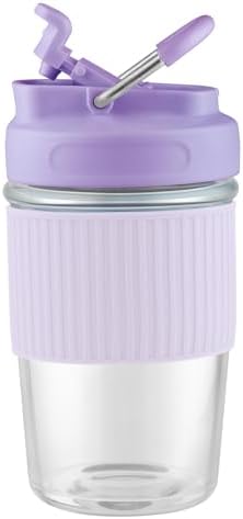 Sivaphe Reusable Glass Ice Hot Coffee Cup 16 oz, Portable Travel Mug with Spill-Proof Lid and Thermal Sleeve for Home Office Purple - Image 7