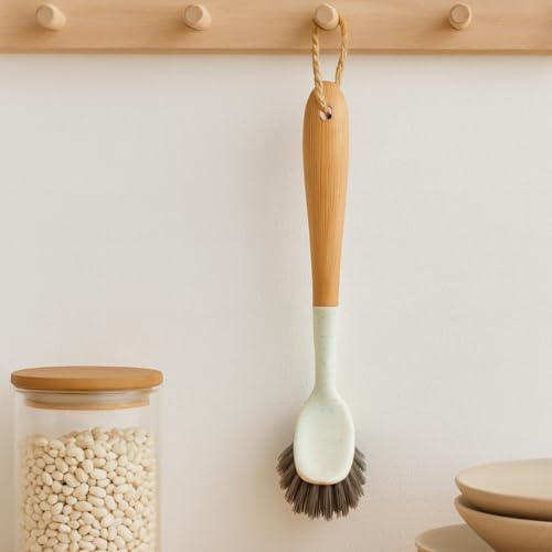 Beille 1pc Dish Brush with 9 Inch Bamboo Handle Household Essentials Cleaning Supplies - Image 6