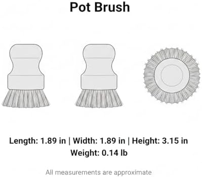 Natural Sisal & Coconut Pot Brush with Wooden Handle - Eco-Friendly Dish Scrubber for Cast Iron, Stainless Steel Cookware (1 Pack) - Image 7