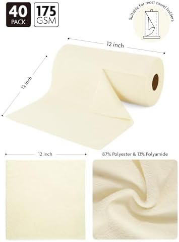 Fantasticlean Microfiber Cleaning Cloth Roll- 40 Sheets, 12" x 12" (Beige) - Image 6