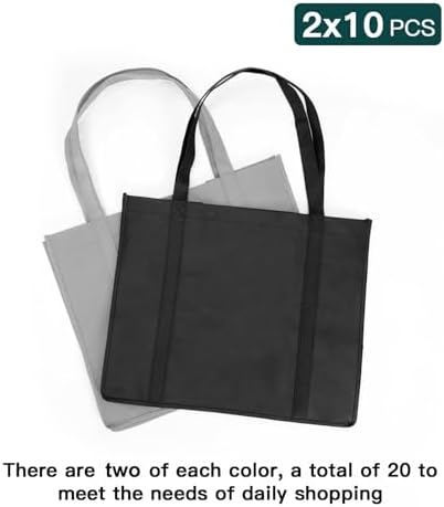 HECTOLIFE 20-Pack Reusable Grocery Bags,Large Washable Foldable Shopping Bags,Heavy Duty Tote Bags with Reinforced Handles - Image 6