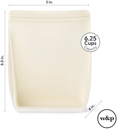 W&P Porter Silicone Reusable Storage Bag, Sandwich (50oz Stand-Up), Sage, Food Storage Container, Microwave and Dishwasher Safe, Easy Cleaning - Image 6