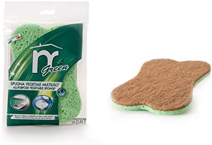 Italian Made Large Natural Eco-Friendly, non-scratch Multi-Surface Kitchen & Dish Scrub Sponge - Clover Shaped Natural Cellulose Sponge & Sisal- Plant Based, Green & Biodegradable (3 PACK/3 UNITS) by TIVIT