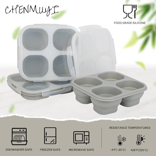 Collapsible Silicone Food Storage Container, 4-Compartment Snack Containers Portion Control with Clip-on Lid, Stackable, Space Saving, Microwave/Fridge/Freezer/Dishwasher Safe (3) - Image 7
