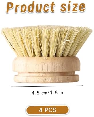 Gcroet 4PCS Bamboo Dish Brush Set Replaceable Heads Natural Wood Dish Brush with Sisal Fibers Eco-Friendly Kitchen Scrub.. - Image 7