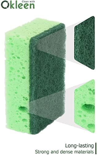 Green Multi Use Scrub Sponge. Made in Europe. 18 Pk, 4.3x2.8x1.4 inches. Odorless Heavy Duty and Non Scratch Fiber. Thick, Durable and Delicate Scrubber for Pans, Bowls, Jars, Sink, Floor - Image 6