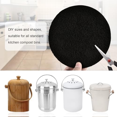 6Pcs 6.5 Inch Charcoal Filters for Kitchen Compost Bin, Replacement Activated Carbon Filters for Countertop Compost Pail Home Bucket Refill Sets, Round - Image 6