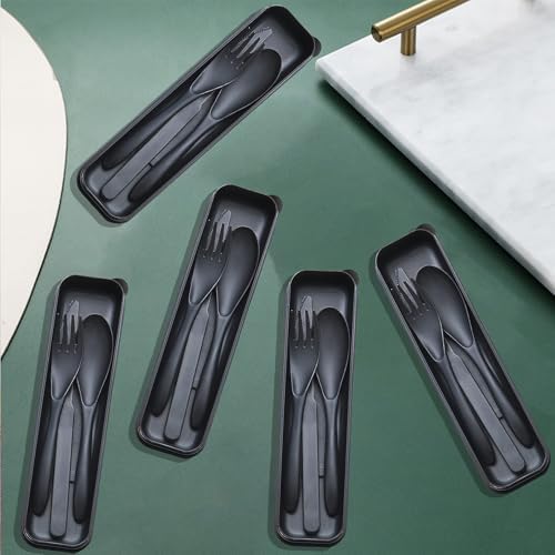 Reusable Travel Utensils Set with Case Wheat Straw Fork Spoon Knife Cutlery - Image 7