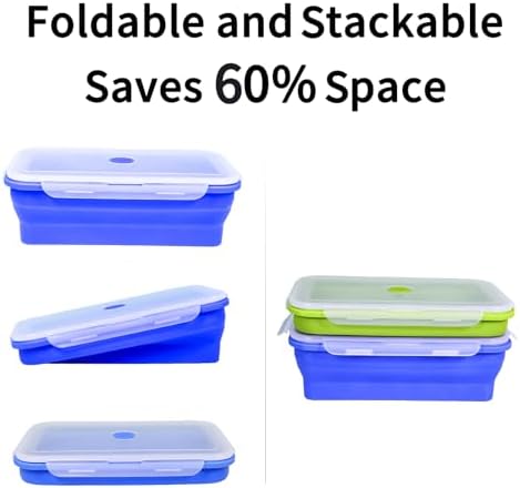82.8oz Extra Large Collapsible Silicone Food Storage Containers with Lids, 2 Pack Meal Prep Bento Lunch Boxes for Kitchen Office Travel Camping, Microwave Freezer Dishwasher Safe, BPA Free, - Image 6
