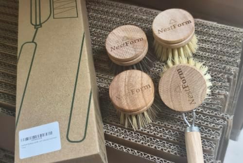 Bamboo Dish Brush Set with 4 Replacement Heads - Image 6