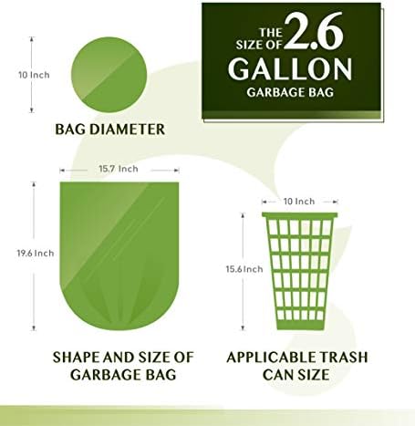 FORID 2.6 Gallon Compostable Garbage Bags, 150 Count, 5 Rolls – Green, Small, Durable, Thick, Unscented Trash Bags, 10 Liter - For Kitchen, Bathroom, Home, Office - Image 6