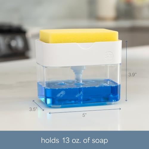S&T INC. Dish Soap Dispenser and Sponge Holder, Matte White - Image 6