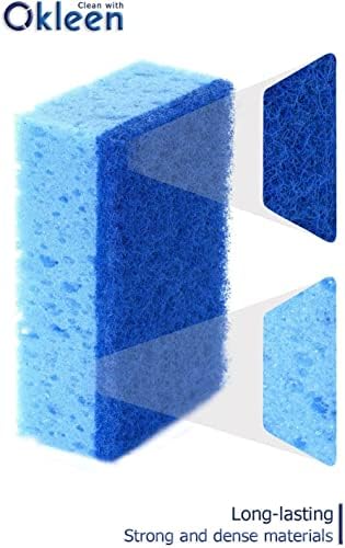 Blue Multi Use Scrub Sponge. Made in Europe. 18 Pack, 4.3x2.8x1.4 inches. Heavy Duty and Non Scratch Fiber. Odorless, Durable. Delicate Scouring Surface - Image 6