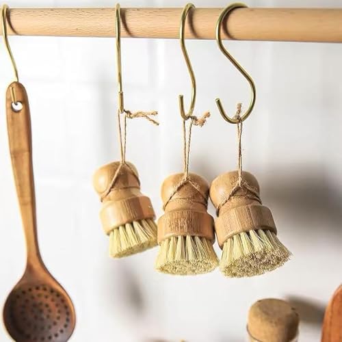 3 Pcs Dish Brush Set, Bamboo Palm Fiber Scrub Brush for Kitchen Cleaning, Pot Pan Sink Wok Vegetable Cleaning Brushes - Image 7