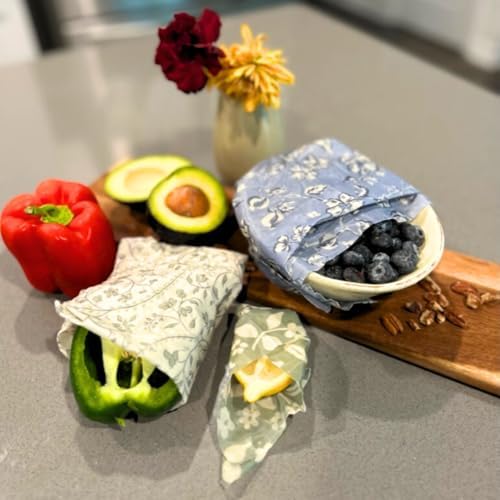 Beeswax Food Wraps 3 Pack (S, M, L) | Reusable, Organic, Plastic-Free Storage (White, Blue, Green - Beige Packaging) - Image 6