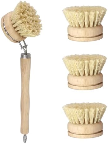 5 Pc Wood Dish Brush, 4 Sisal Heads with 1 Handle - Image 7
