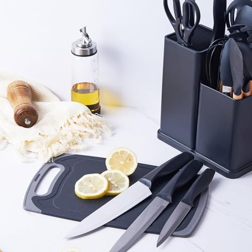 Kitchen Utensils Set & Knife Set with Block, 19 Piece All-in-One Cooking Set, 12 Nonstick Silicone Utensils + 5 Sharp Stainless Steel Chef Knives + Cutting Board, Dishwasher Safe Gift Set (Pink) - Image 7