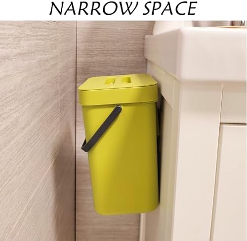 stonespace Small Cabinet Door Trash Can with Lid, 1.3Gal, Green - Image 6