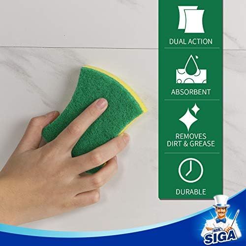 MR.SIGA Heavy Duty Cellulose Scrub Sponge, Dual-Sided Dish Sponge, 12 Pack - Image 7