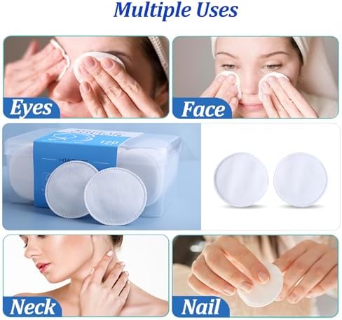 Round Cotton Pads for Face 120 Count, ISHOWBEST Boxed Makeup Remover Cotton Pad, 100% Pure & Natural Facial Cleansing Round Pads, Hypoallergenic, Lint-Free - Image 6