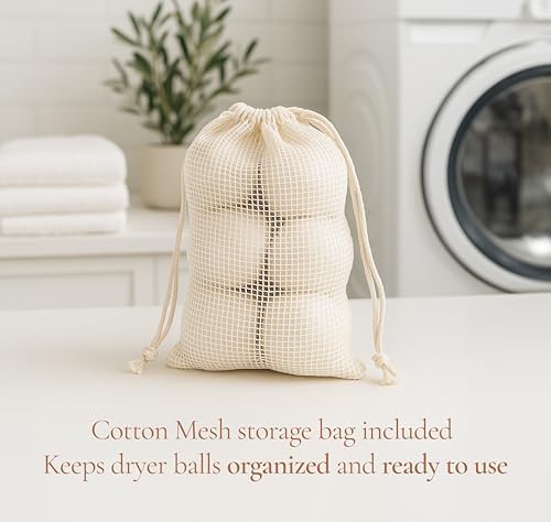 Wool Dryer Balls for Baby – XL 6-Pack with Mesh Bag – Baby Safe, Hypoallergenic, 100% New Zealand Wool – Chemical-Free Fabric Softener for Baby Clothes – White - Image 7