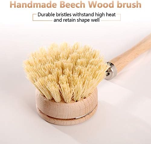 Boao 3 Pack Dish Brush with Beechwood Handle with Replacement Heads - Image 6
