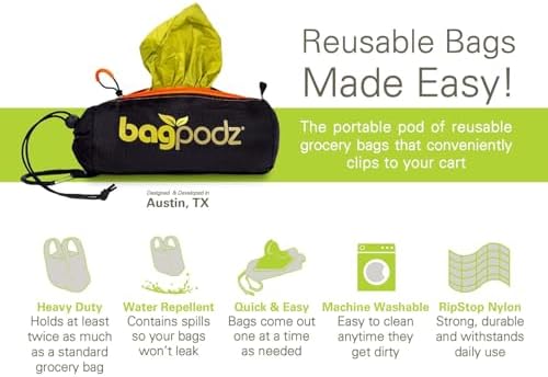 Reusable Grocery Bags, Foldable Shopping Bags in Pod, 5 Pack - Image 6