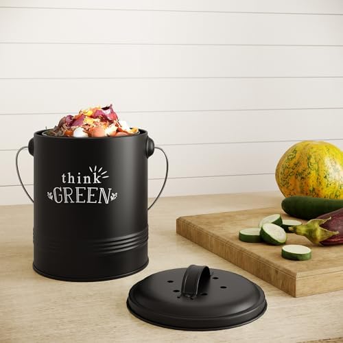 Barnyard Designs 1.2 Gallon Kitchen Counter Compost Bin with Lid (Black) - Image 7
