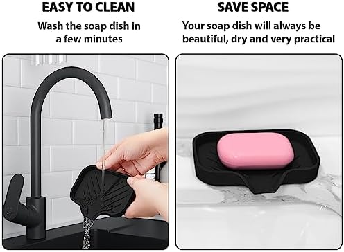 2 PCS Premium Black Self-Draining Soap Bar Holder - Elegant Soap Dish for Shower & Bathroom Use - Versatile Soap Dishes for Bar Soap - Durable Soap Holder & Bathroom Soap Dish Solution - Image 6