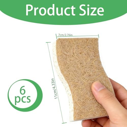6PCS Natural Loofah Dish Sponges, Biodegradable Non-Toxic Loofah Dish Scrubbers for Washing Dishes - Image 7