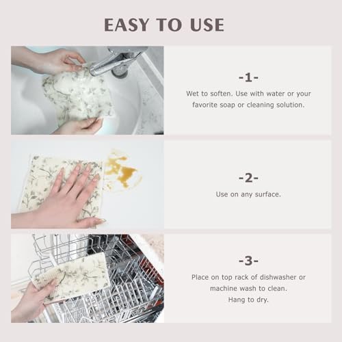 Swedish Dishcloth Dish Towel Set: Kitchen Cellulose Sponge Cloth (Flower) - Image 6