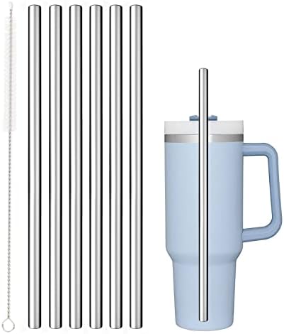 6 PCS Replacement Straws for Stanley|Owala|Simple Modern 40oz 30oz Tumbler, Reusable Stainless Drinking Straws with Cleaning Brush for Stanley Cup Accessorie,BPA Free, Dishwasher Safe by Allwith