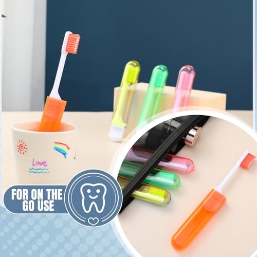 Patelai 4 Pcs Travel Toothbrush Mini Foldable with Case,Candy Color - Image 7