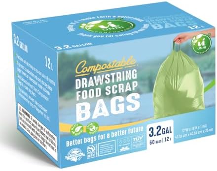 UNNI Compostable Drawstring Bags, 2.6-3.2 Gallon, 60 Count - Image 6