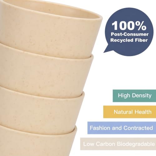 Wrova Wheat Straw Cups 6 PCS Good Alternative to Plastic Reusable Cups 12 oz Unbreakable Drinking Cup Reusable Dishwasher Safe Water Plastic Glasses Beige - Image 7