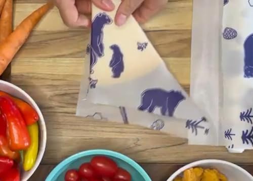 PURE & SUSTAINABLE COMPANY Beeswax Wraps for Food Storage-Pack of 3 Reusable with Organic Cotton - Preserve Fruits, Vegetables, Sandwiches, Snacks, Leftovers. Size S,M,L. Bears Print - Image 6