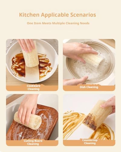 Kitchen Cleaning Cloths, Dried loofah Super Absorbent Plant fibers, Non-Scratch, no Odor, Pack of 10, Reusable. - Image 7