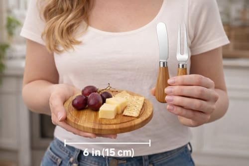 Wedding Favor Charcuterie Board Set with Knife & Fork, 6-Inch Small Personal Serving Tray, Bridal Shower & Baby Shower Game Prize Gift, Storage-Ready PP Case,Acacia - Image 7