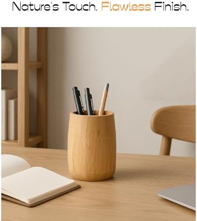 Bamboo Toothbrush Holder, Simple Cylindrical Tumbler Minimal - Image 5
