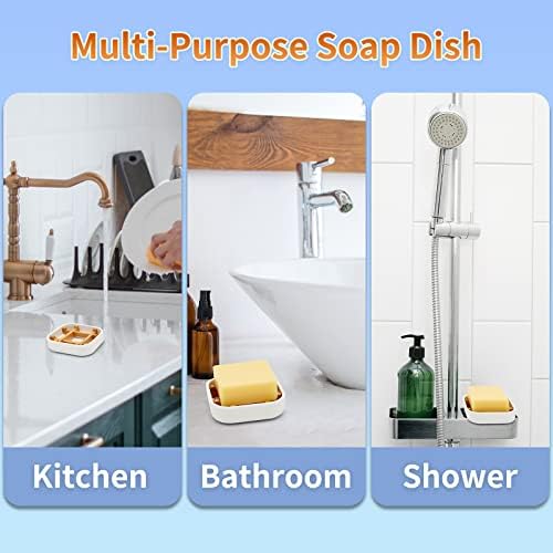 Bamboo Soap Dishes for Bar Soap Holders for Shower for Bathroom Sink Bulk Small Wooden Soap Tray Jabonera Pretty Neat Ventilated Soap Dish Disj Disk, Detachable (Single Rounded White) - Image 6