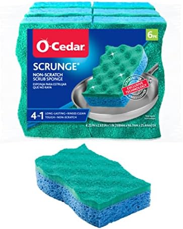 O-Cedar Scrunge Multi-Use Scrub Sponge (Pack of 6) Non-Scratch, Odor-Resistant, All-Purpose Scrubbing Sponge Safely Cleans All Hard Surfaces in Kitchen and Bathroom - Image 6