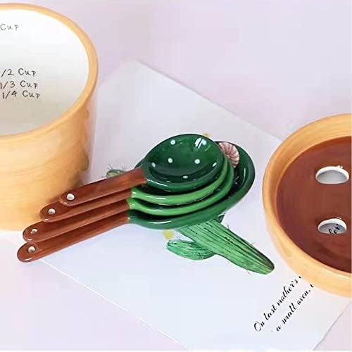 Cactus Measuring Spoons Set in Pot Ceramic House Warming Gifts New Home - Image 7