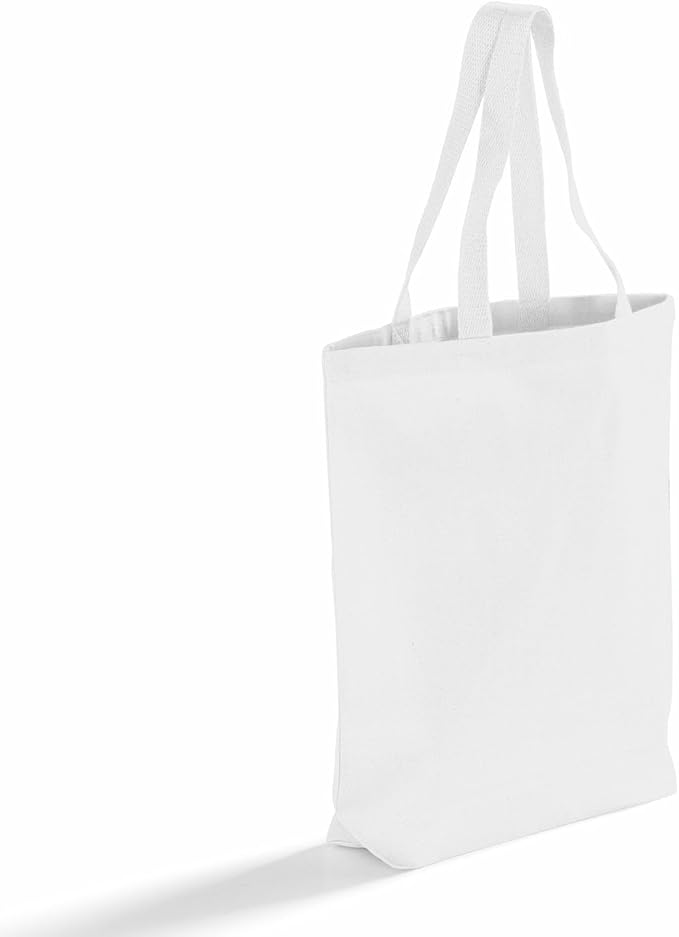 Premium Canvas Tote Bags – 12 Pack Reusable Shopping Bags with Shoulder Straps – Gusseted Totes for Daily Use