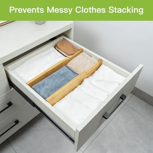 Utoplike Bamboo Dresser Drawer Dividers, Expandable Organizer for Clothing - Image 7